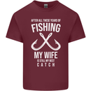 Wife Best Catch Funny Fishing Fisherman Mens Cotton T-Shirt Tee Top Maroon