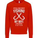 Wife Best Catch Funny Fishing Fisherman Mens Sweatshirt Jumper Bright Red