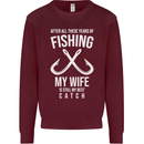 Wife Best Catch Funny Fishing Fisherman Mens Sweatshirt Jumper Maroon