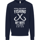 Wife Best Catch Funny Fishing Fisherman Mens Sweatshirt Jumper Navy Blue