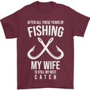 Wife Best Catch Funny Fishing Fisherman Mens T-Shirt Cotton Gildan Maroon