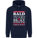 Wife & Kids Bald Tired & Broke Father's Day Mens 80% Cotton Hoodie Navy Blue