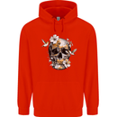 Wildlife Spring Skull Childrens Kids Hoodie Bright Red