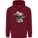Wildlife Spring Skull Childrens Kids Hoodie Maroon