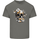 Wildlife Spring Skull Kids T-Shirt Childrens Charcoal