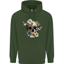 Wildlife Spring Skull Mens 80% Cotton Hoodie Forest Green