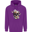 Wildlife Spring Skull Mens 80% Cotton Hoodie Purple