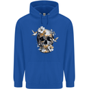 Wildlife Spring Skull Mens 80% Cotton Hoodie Royal Blue