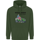 Will Mo the Lawn For Beer Funny Alcohol Mens 80% Cotton Hoodie Forest Green