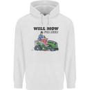 Will Mo the Lawn For Beer Funny Alcohol Mens 80% Cotton Hoodie White