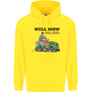 Will Mo the Lawn For Beer Funny Alcohol Mens 80% Cotton Hoodie Yellow