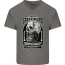 With Great Beard Comes Great Responsibility Mens V-Neck Cotton T-Shirt Charcoal