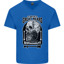 With Great Beard Comes Great Responsibility Mens V-Neck Cotton T-Shirt Royal Blue