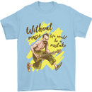 Without Music Life Would Be a Mistake Guitar Mens T-Shirt 100% Cotton Light Blue