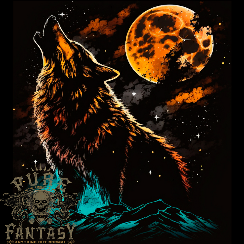 A Wolf Howling With the Moon at Night Mens Cotton T-Shirt Tee Top