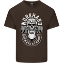 Work Hard Gym Training Top Workout Weights Mens Cotton T-Shirt Tee Top Dark Chocolate