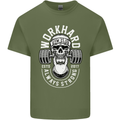Work Hard Gym Training Top Workout Weights Mens Cotton T-Shirt Tee Top Military Green