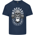 Work Hard Gym Training Top Workout Weights Mens Cotton T-Shirt Tee Top Navy Blue