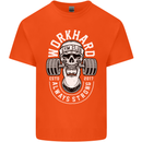 Work Hard Gym Training Top Workout Weights Mens Cotton T-Shirt Tee Top Orange