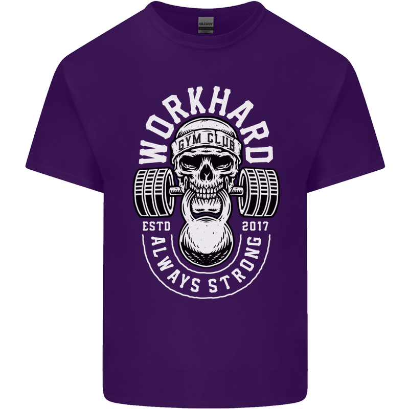 Work Hard Gym Training Top Workout Weights Mens Cotton T-Shirt Tee Top Purple