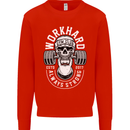 Work Hard Gym Training Top Workout Weights Mens Sweatshirt Jumper Bright Red