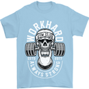 Work Hard Gym Training Top Workout Weights Mens T-Shirt Cotton Gildan Light Blue