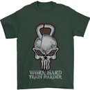 Work Hard Train Harder Training Top Workout Mens T-Shirt Cotton Gildan Forest Green