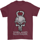 Work Hard Train Harder Training Top Workout Mens T-Shirt Cotton Gildan Maroon