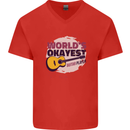 World's Okayest Guitar Player Funny Mens V-Neck Cotton T-Shirt Red