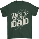 Worlds Okayest Dad Funny Fathers Day Mens T-Shirt Cotton Gildan Forest Green