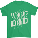 Worlds Okayest Dad Funny Fathers Day Mens T-Shirt Cotton Gildan Irish Green