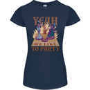 Yeah We Like to Party Role Playing Game RPG Womens Petite Cut T-Shirt Navy Blue
