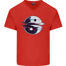 Yin Yang Glitch Yoga Meditation SCI-FI MMA Mens V-Neck Cotton T-Shirt Red