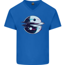 Yin Yang Glitch Yoga Meditation SCI-FI MMA Mens V-Neck Cotton T-Shirt Royal Blue