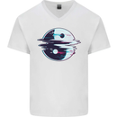 Yin Yang Glitch Yoga Meditation SCI-FI MMA Mens V-Neck Cotton T-Shirt White