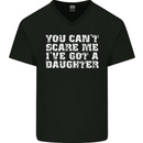 You Can't Scare Me Daughter Father's Day Mens V-Neck Cotton T-Shirt Black