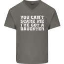 You Can't Scare Me Daughter Father's Day Mens V-Neck Cotton T-Shirt Charcoal