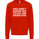 You Can't Scare Two Daughters Father's Day Mens Sweatshirt Jumper Bright Red