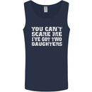You Can't Scare Two Daughters Father's Day Mens Vest Tank Top Navy Blue