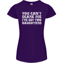 You Can't Scare Two Daughters Father's Day Womens Petite Cut T-Shirt Purple