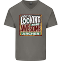 You're Looking at an Awesome Archer Mens V-Neck Cotton T-Shirt Charcoal