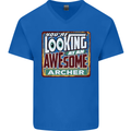You're Looking at an Awesome Archer Mens V-Neck Cotton T-Shirt Royal Blue
