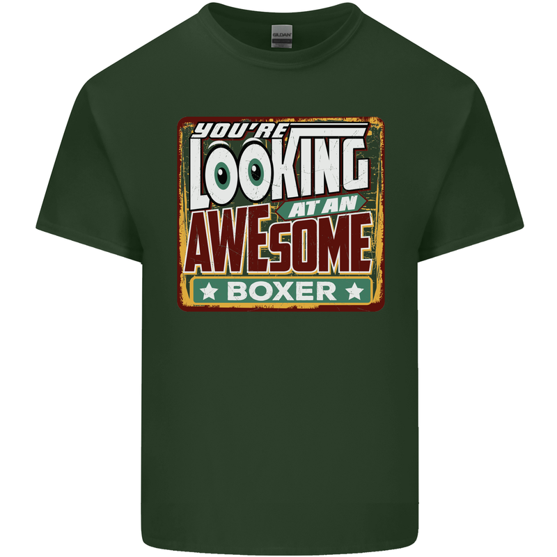 You're Looking at an Awesome Boxer Boxing Mens Cotton T-Shirt Tee Top Forest Green