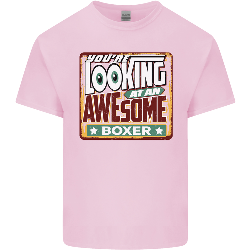 You're Looking at an Awesome Boxer Boxing Mens Cotton T-Shirt Tee Top Light Pink