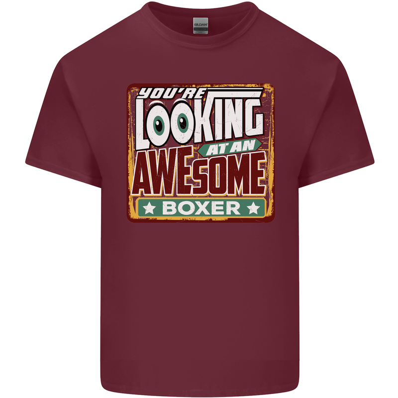 You're Looking at an Awesome Boxer Boxing Mens Cotton T-Shirt Tee Top Maroon