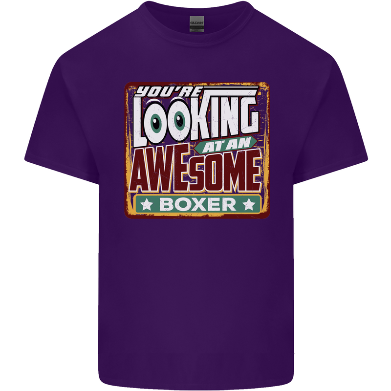 You're Looking at an Awesome Boxer Boxing Mens Cotton T-Shirt Tee Top Purple