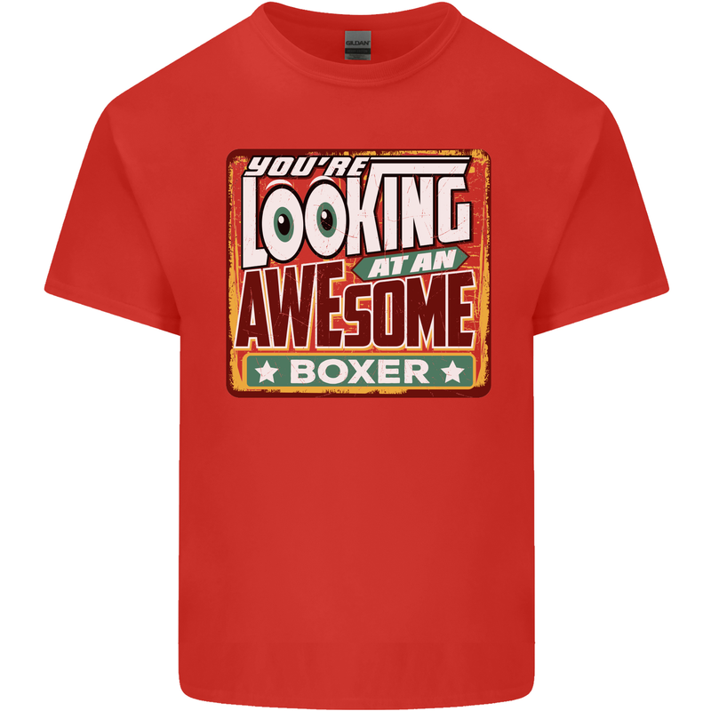 You're Looking at an Awesome Boxer Boxing Mens Cotton T-Shirt Tee Top Red