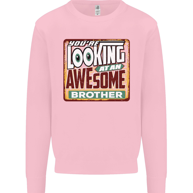You're Looking at an Awesome Brother Kids Sweatshirt Jumper Light Pink
