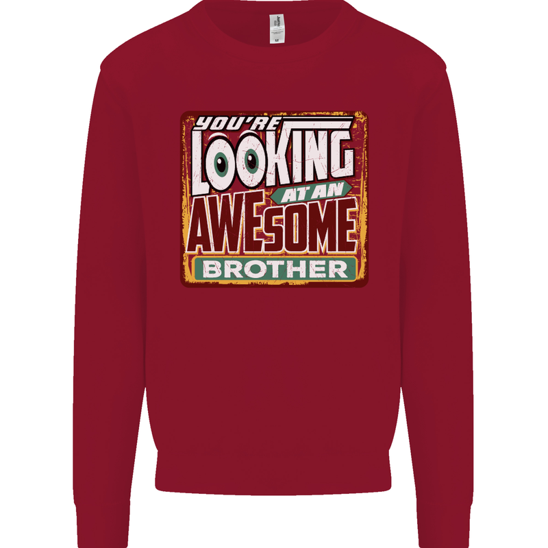 You're Looking at an Awesome Brother Kids Sweatshirt Jumper Red