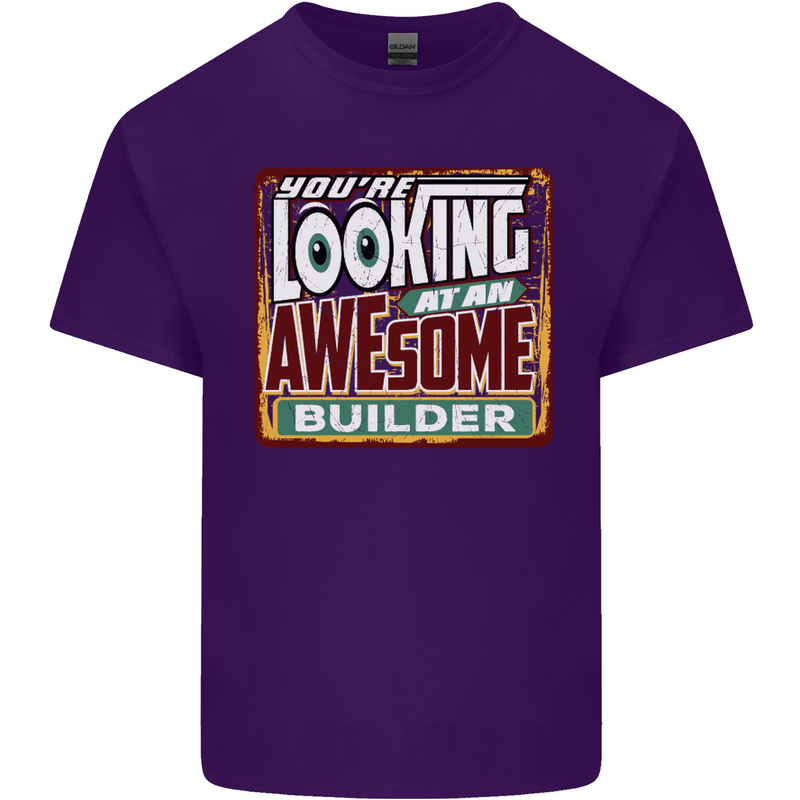 You're Looking at an Awesome Builder Mens Cotton T-Shirt Tee Top Purple
